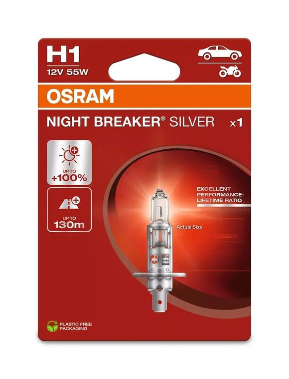 Osram Night Breaker Silver H1 12V/55W Bulb - X1 UniversalRef: Osrm00060A / 1129538