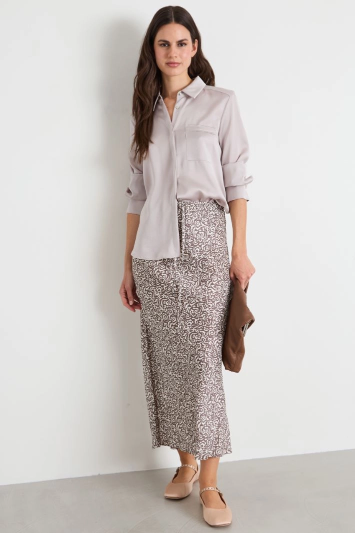 Twill midi skirt - GREY