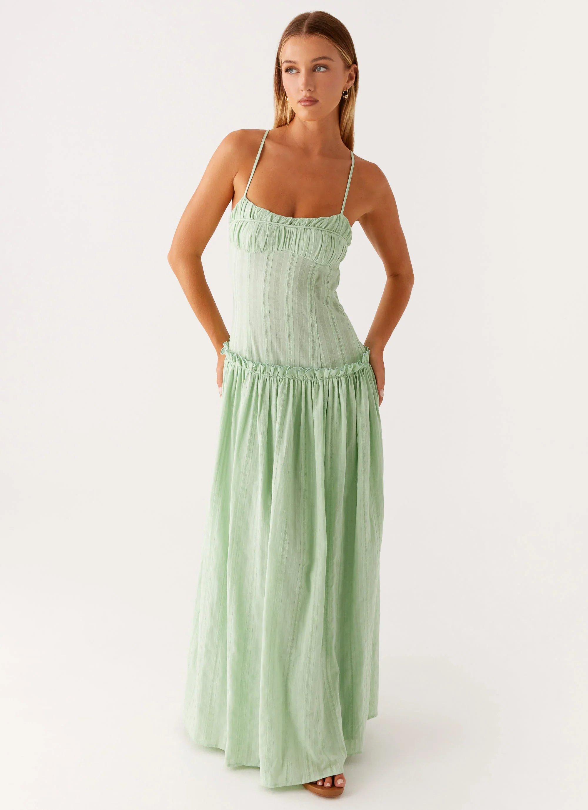 Jacinda Drop Waist Maxi Dress - Sage
