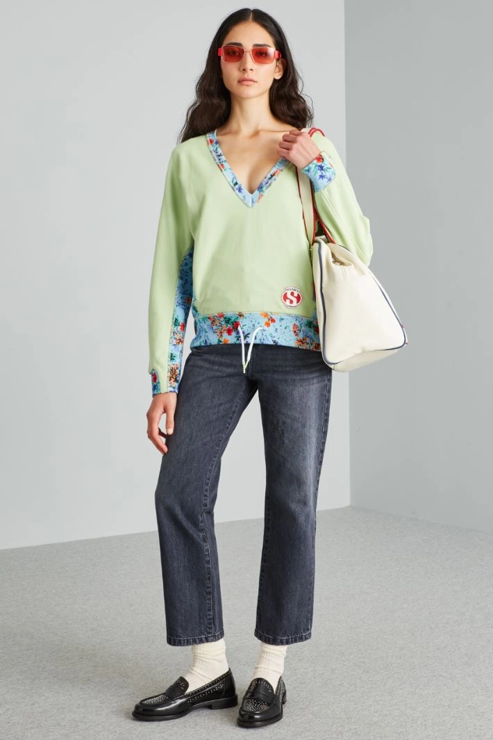 Sweatshirt with drawstring hem - PASTEL GREEN