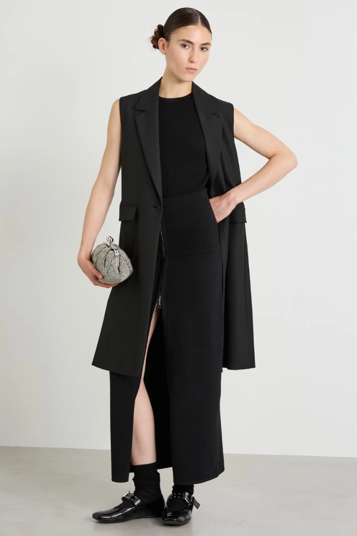 High-waisted skirt with basque - BLACK