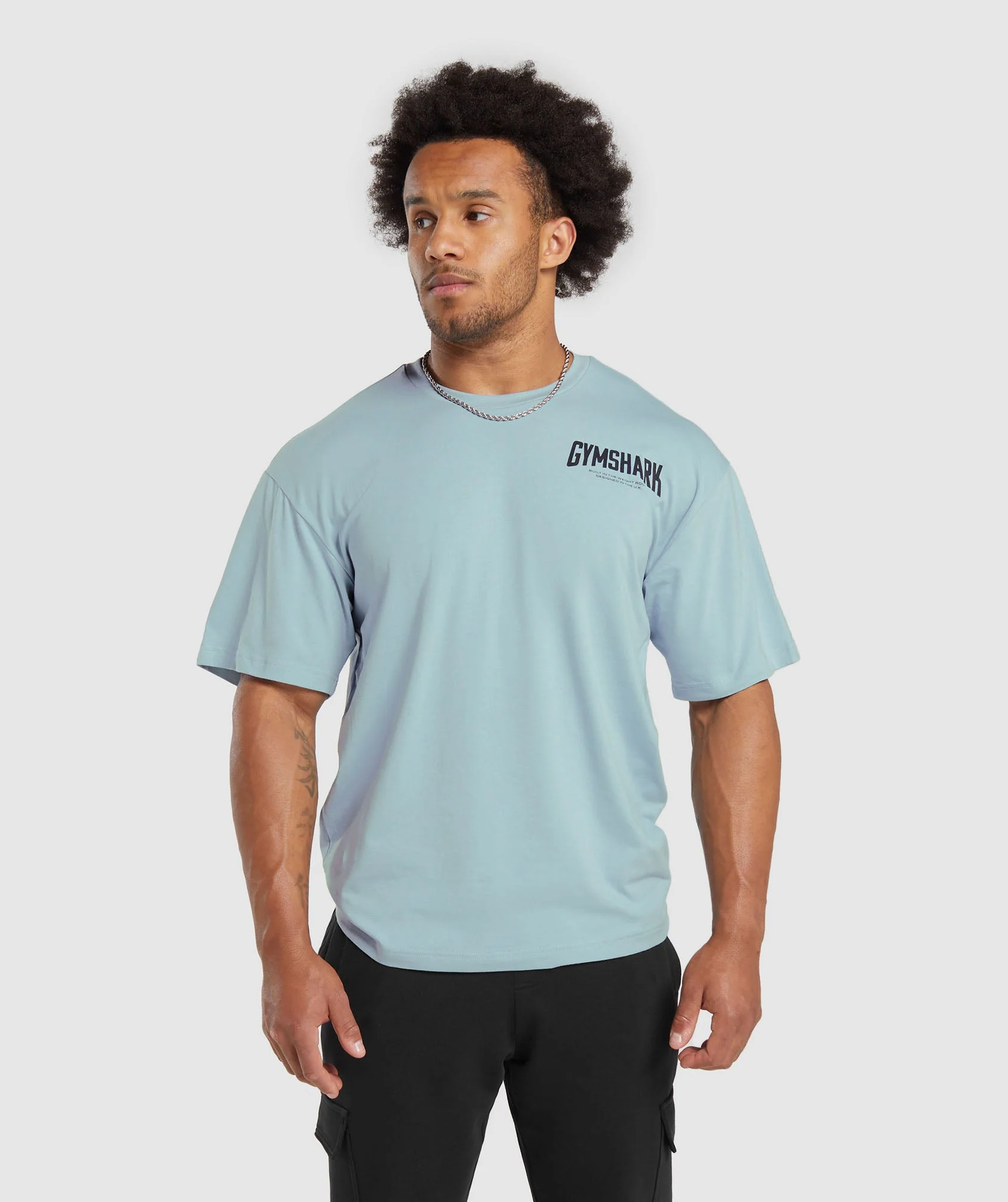 Cartoon Lifting T-Shirt Salt Blue