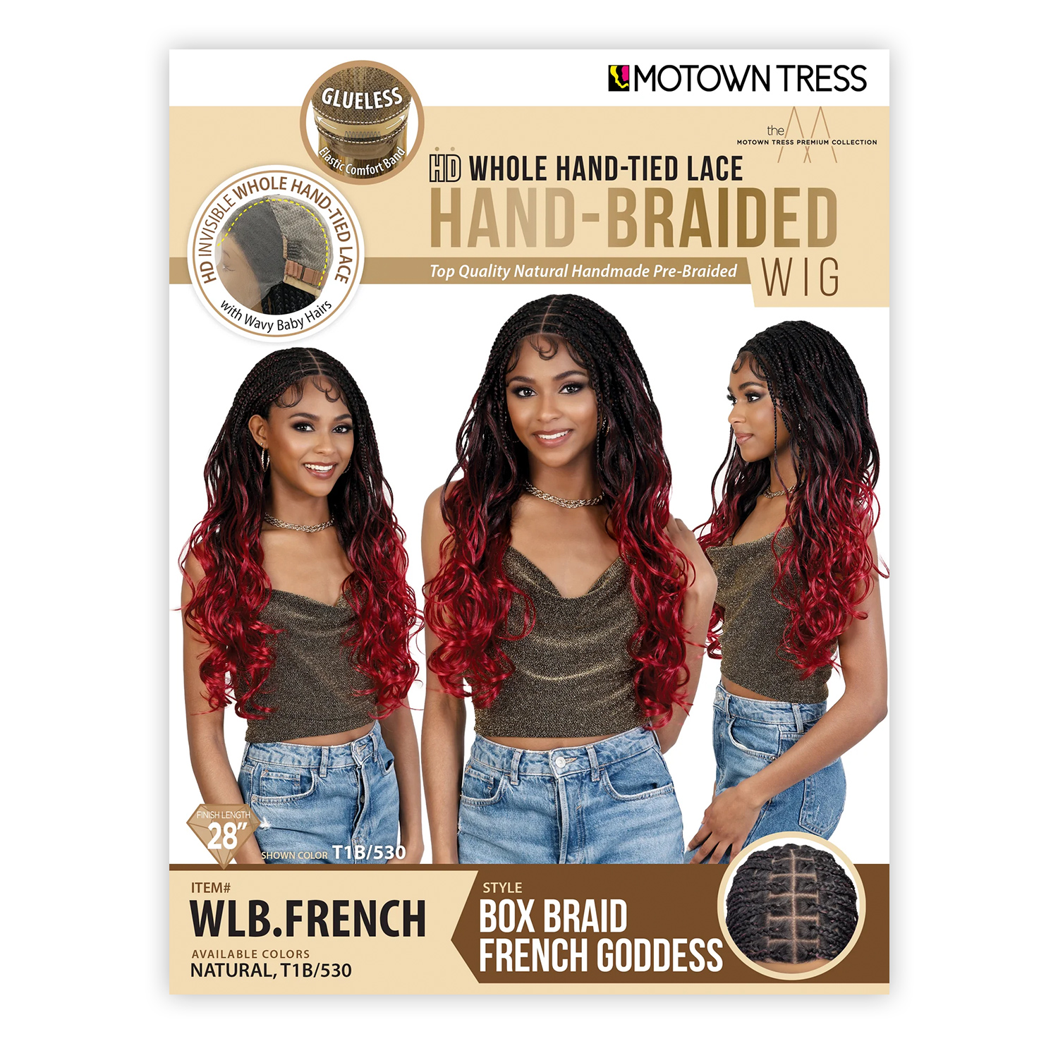 Motown Tress Braided HD Lace Front Wig Glueless Whole Hand-Tied Lace WLB. French