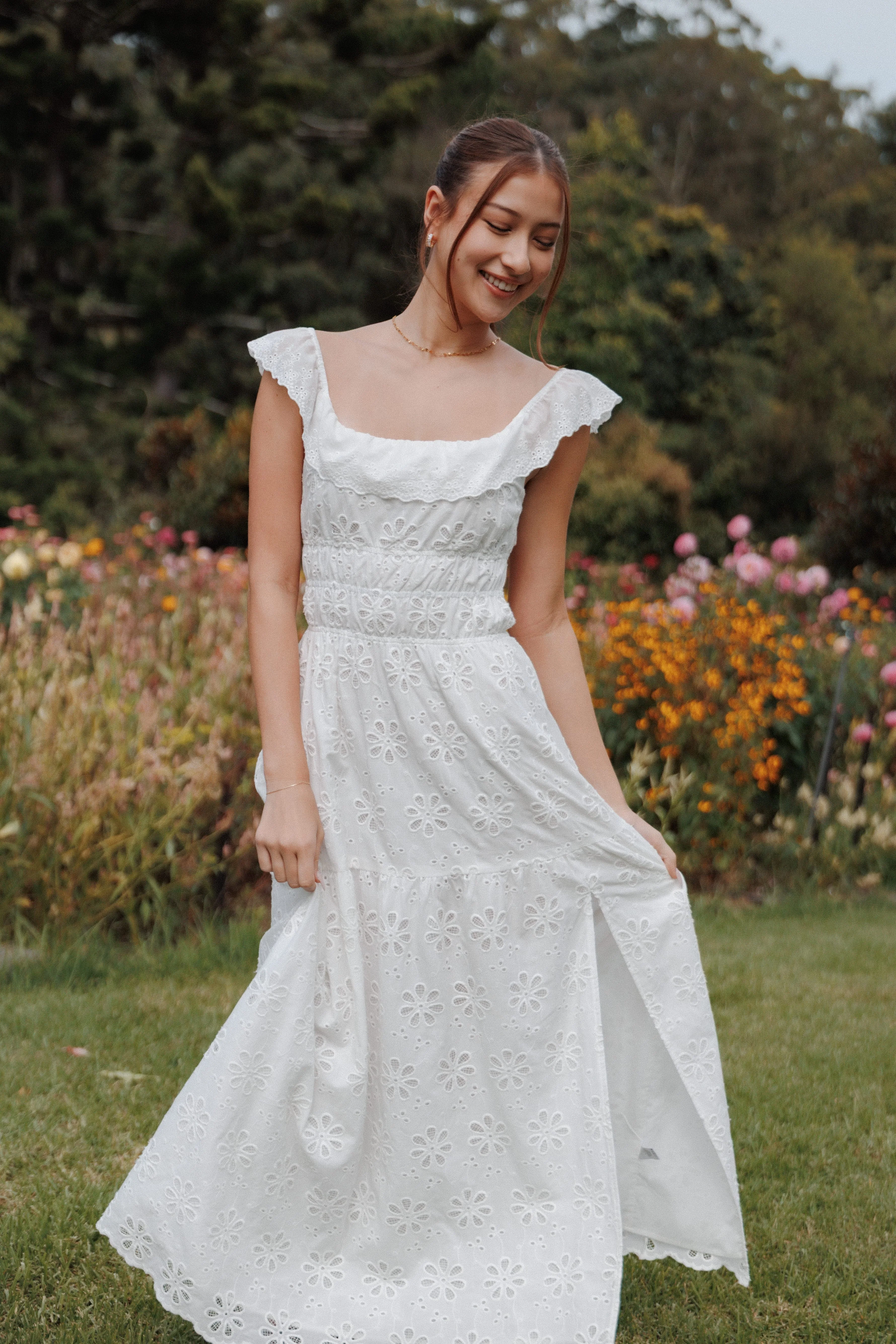 Elwyn Maxi Dress - White Broderie