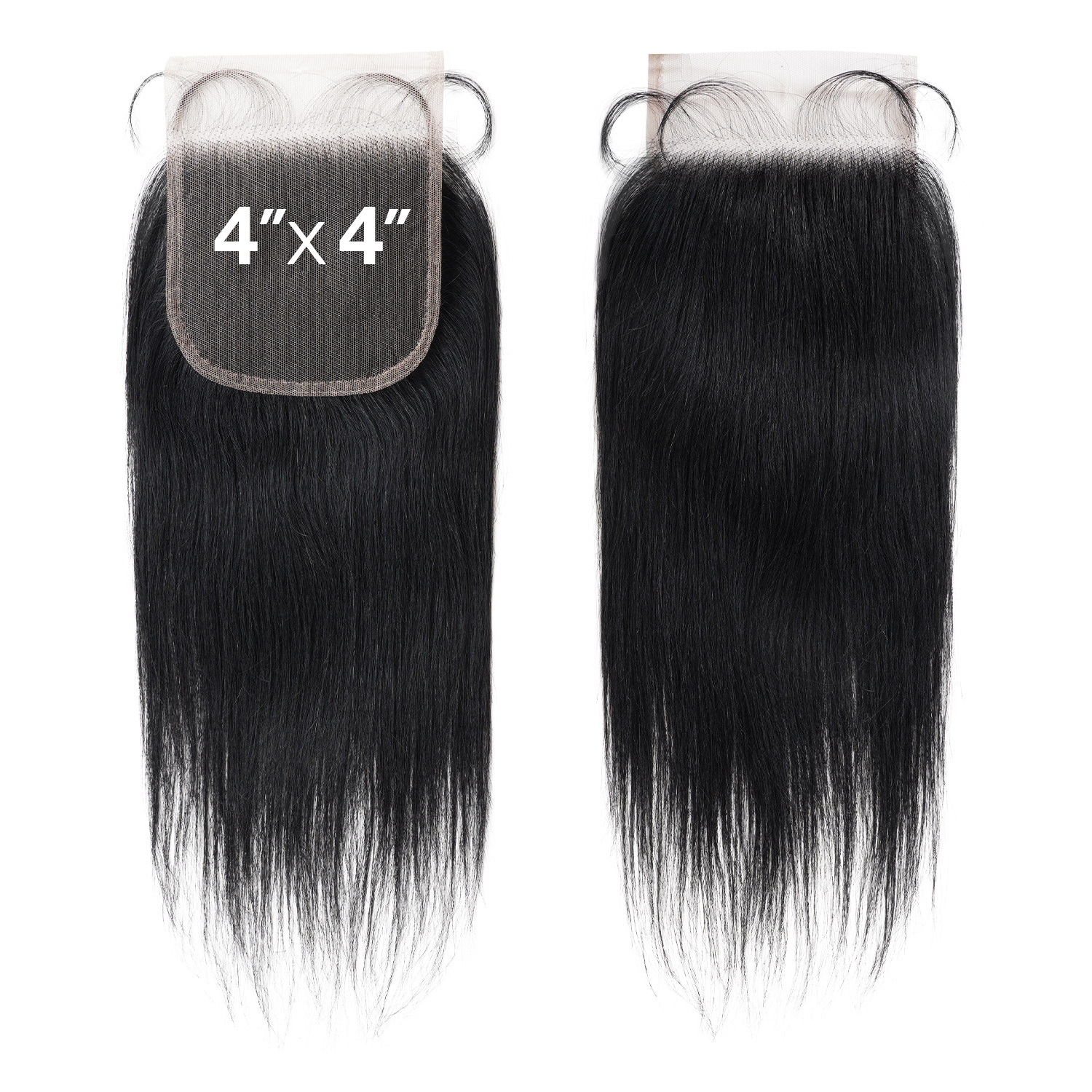 Milky Way Remy Human Hair Weave Pure 4X4 HD Lace Closure Straight 10