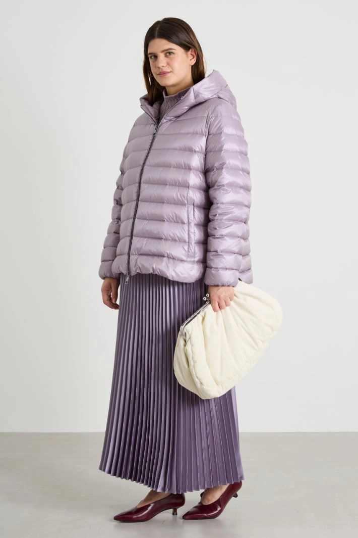 Quilted flared down jacket - LILAC