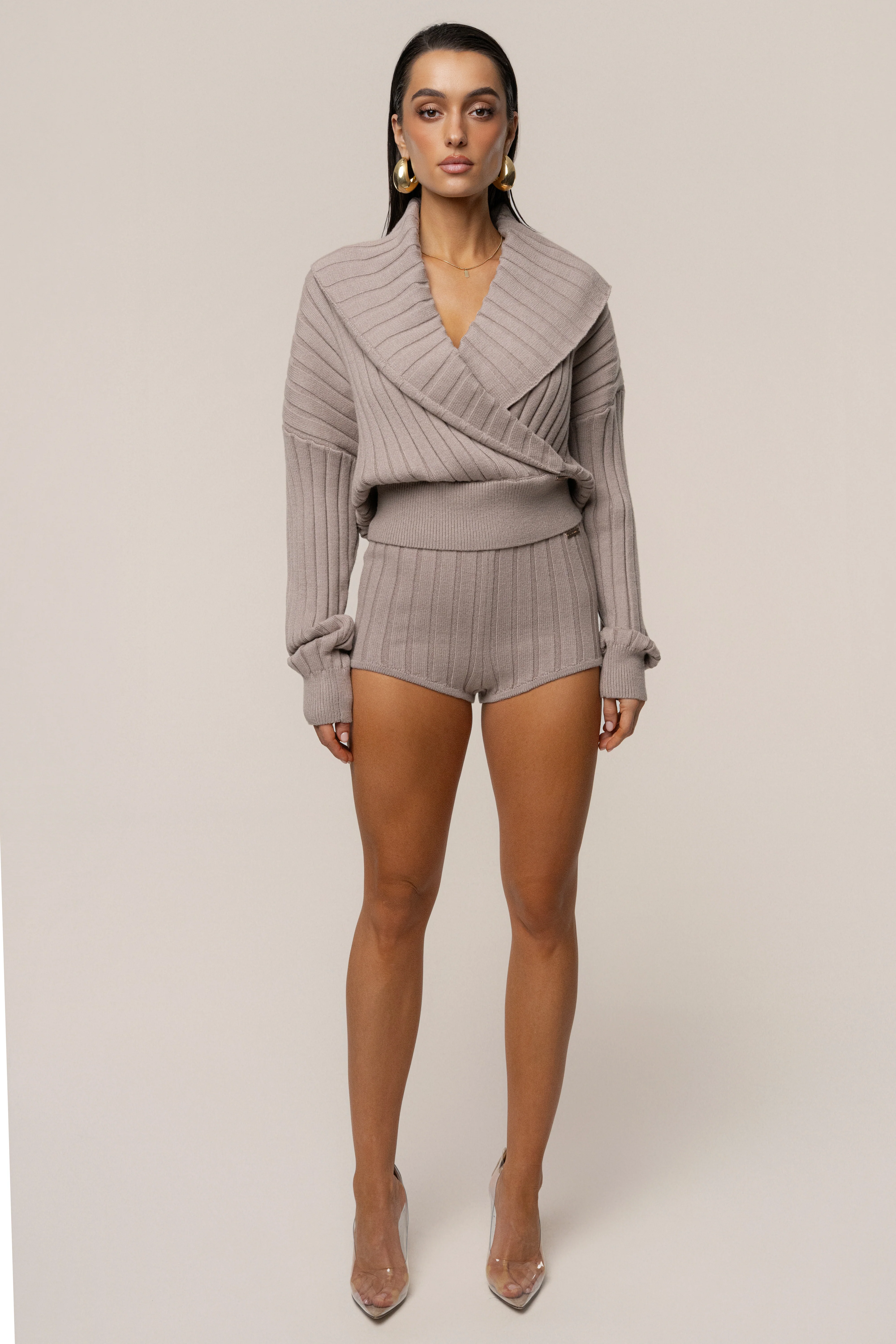 Taupe Knit Things Ribbed Shorts