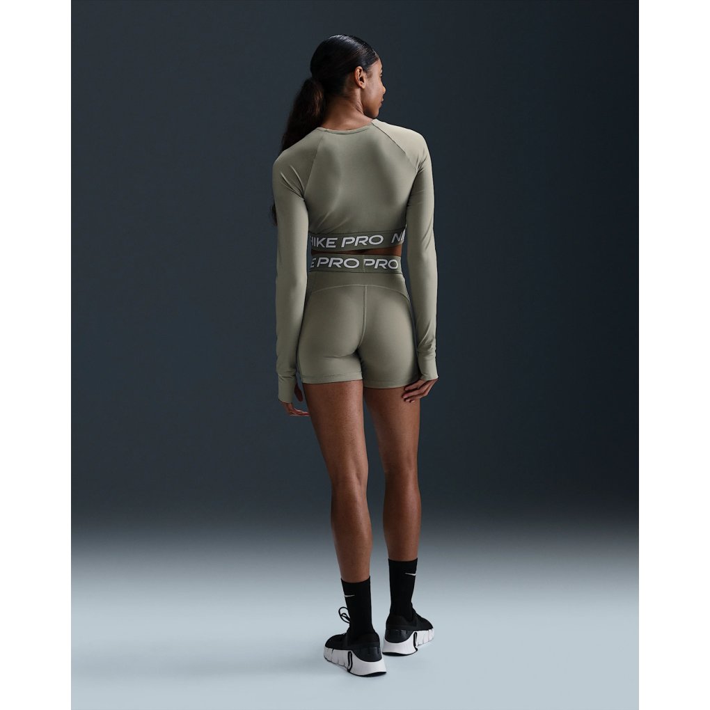 Nike Pro Dri-FIT Crop Long Sleeve Women - light army/white FV5484-320