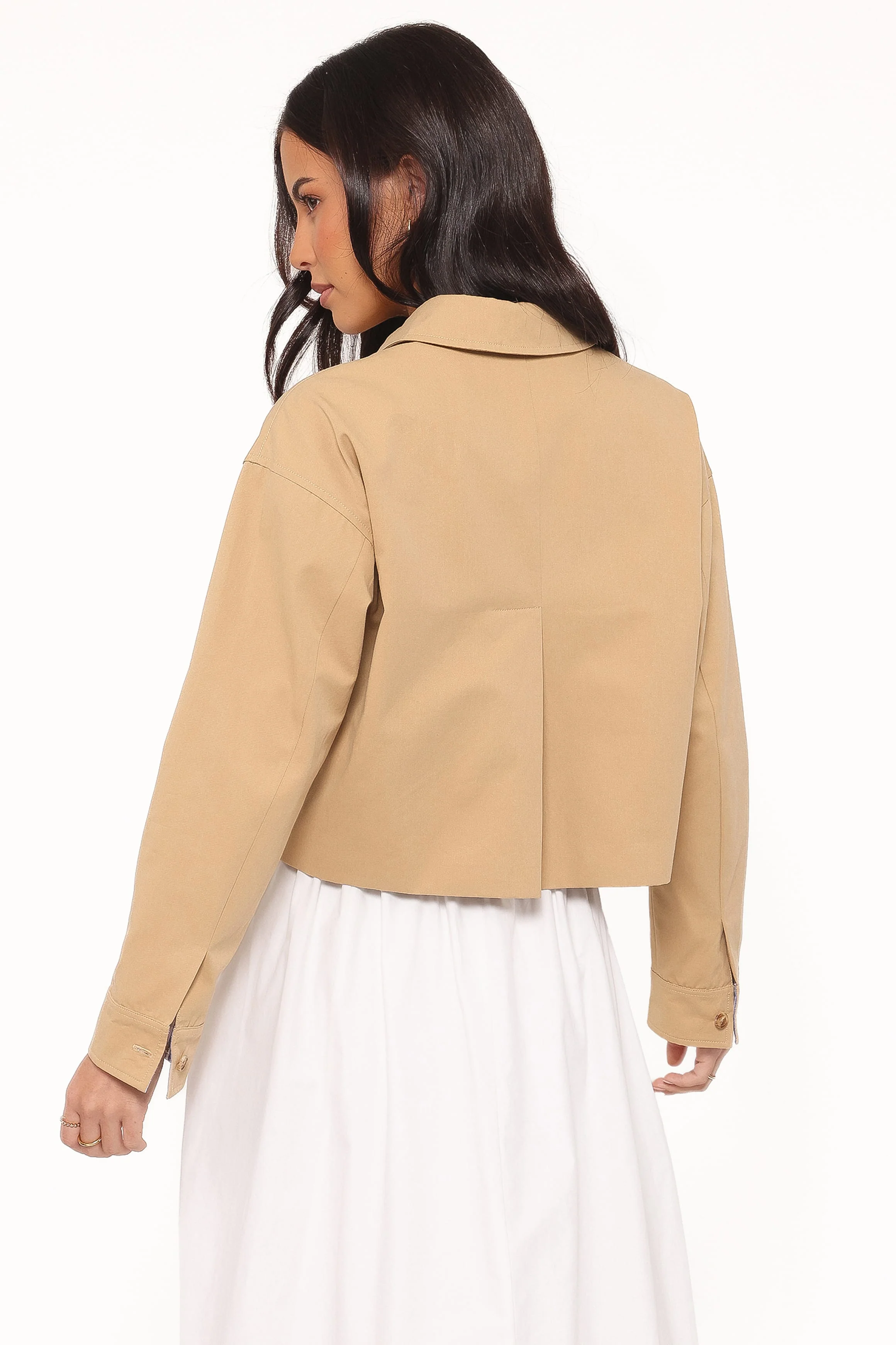 Mattie Cropped Trucker Jacket - Taupe