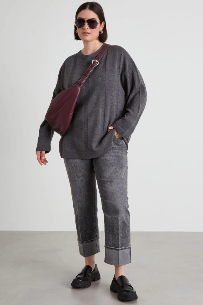 Straight jeans with folded hem - GREY