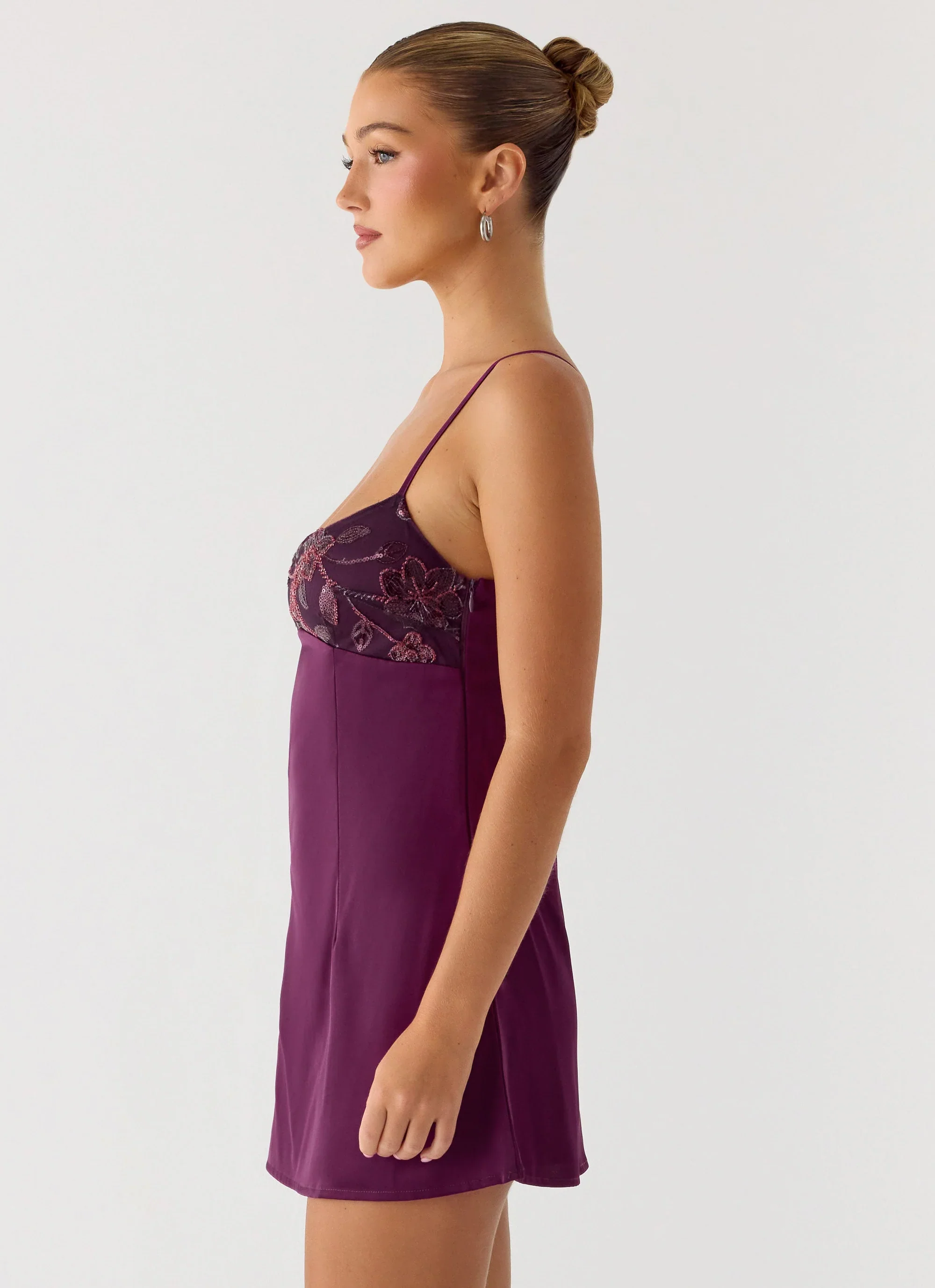 Zion Beaded Mini Dress - Mulberry