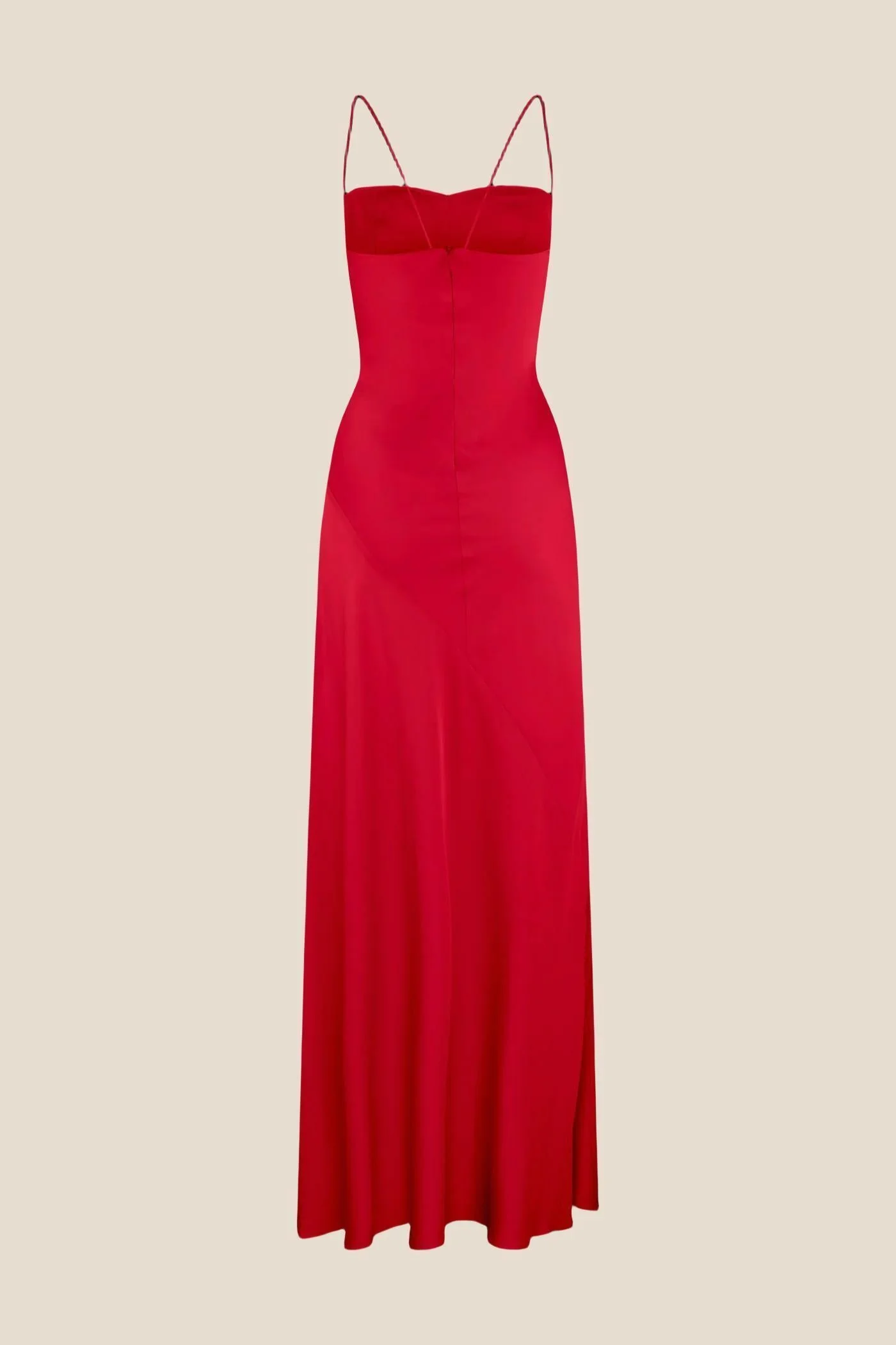 Spaghetti Straps Red Long Dress with Slit