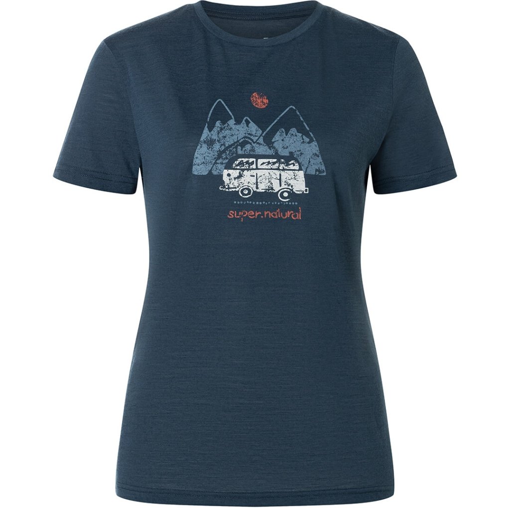 SUPER.NATURAL Dolomites Campsites Tee Women - Blueberry/Various