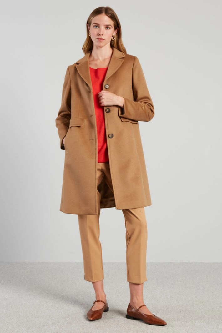 Coat with back slit - CAMEL