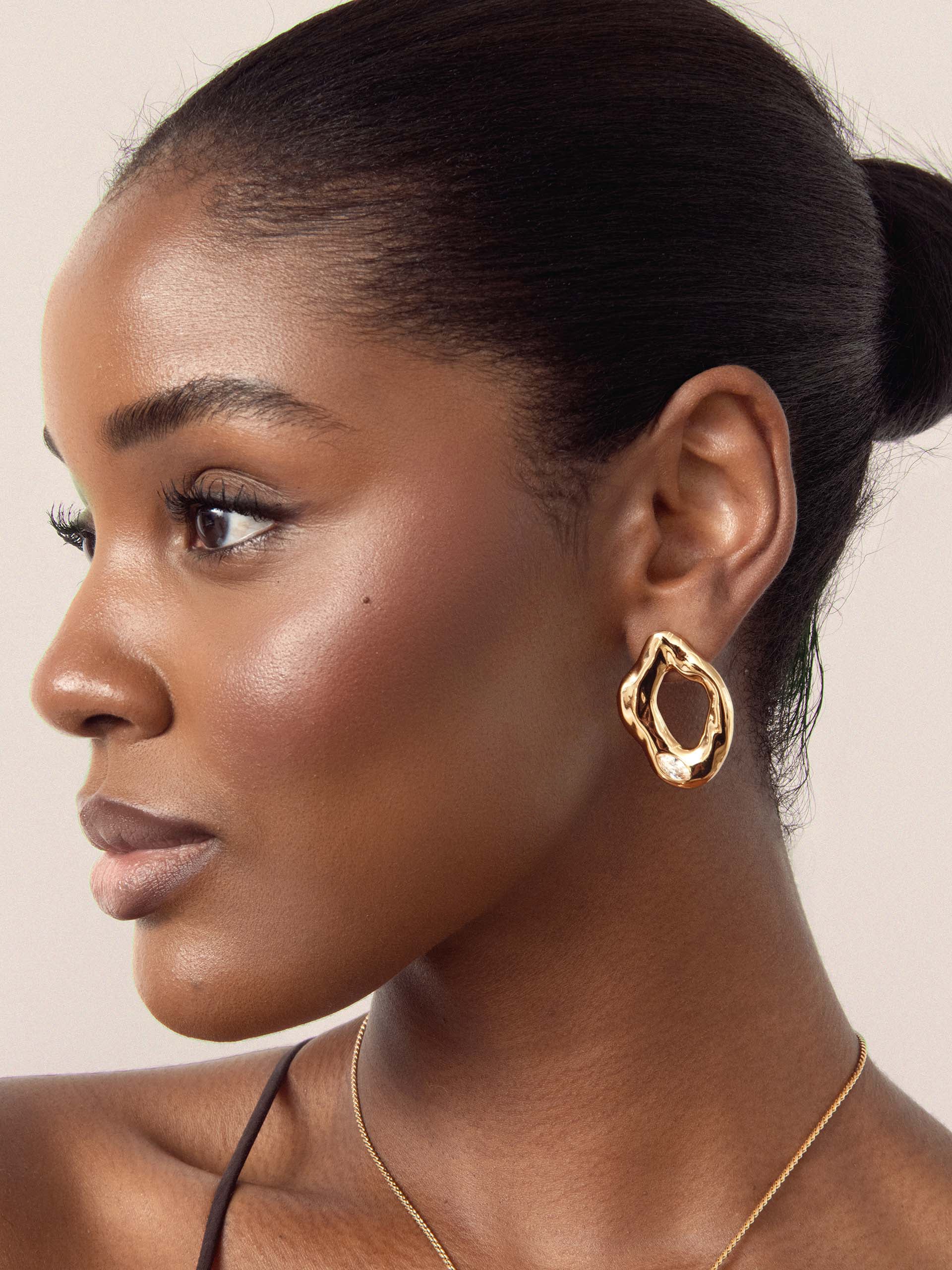 Melting Metal Crystal Earrings