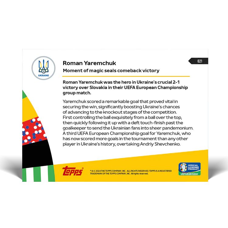 Roman Yaremchuck - Moment of magic seals comeback victory - EURO 2024 TOPPS NOW® Card 21