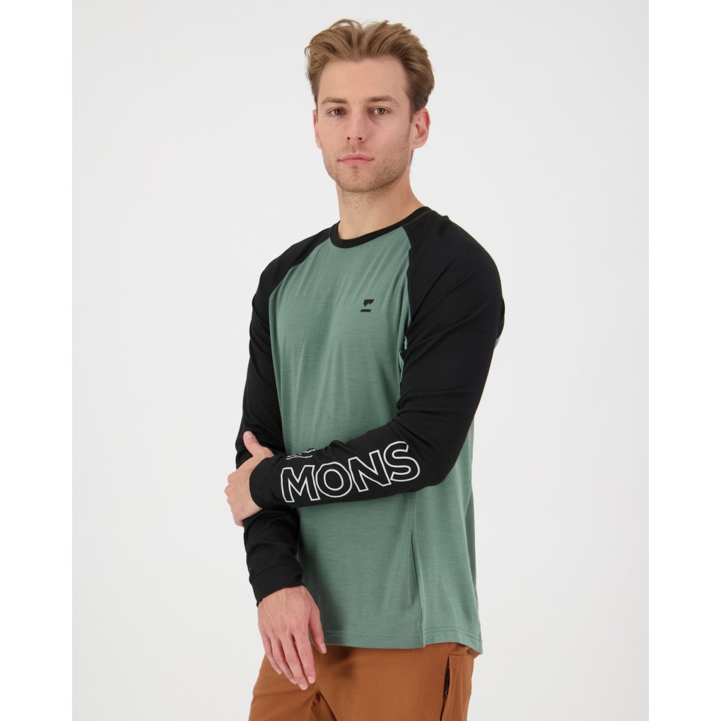 Mons Royale Tarn Merino Long Sleeve Men - cypress / black / thyme