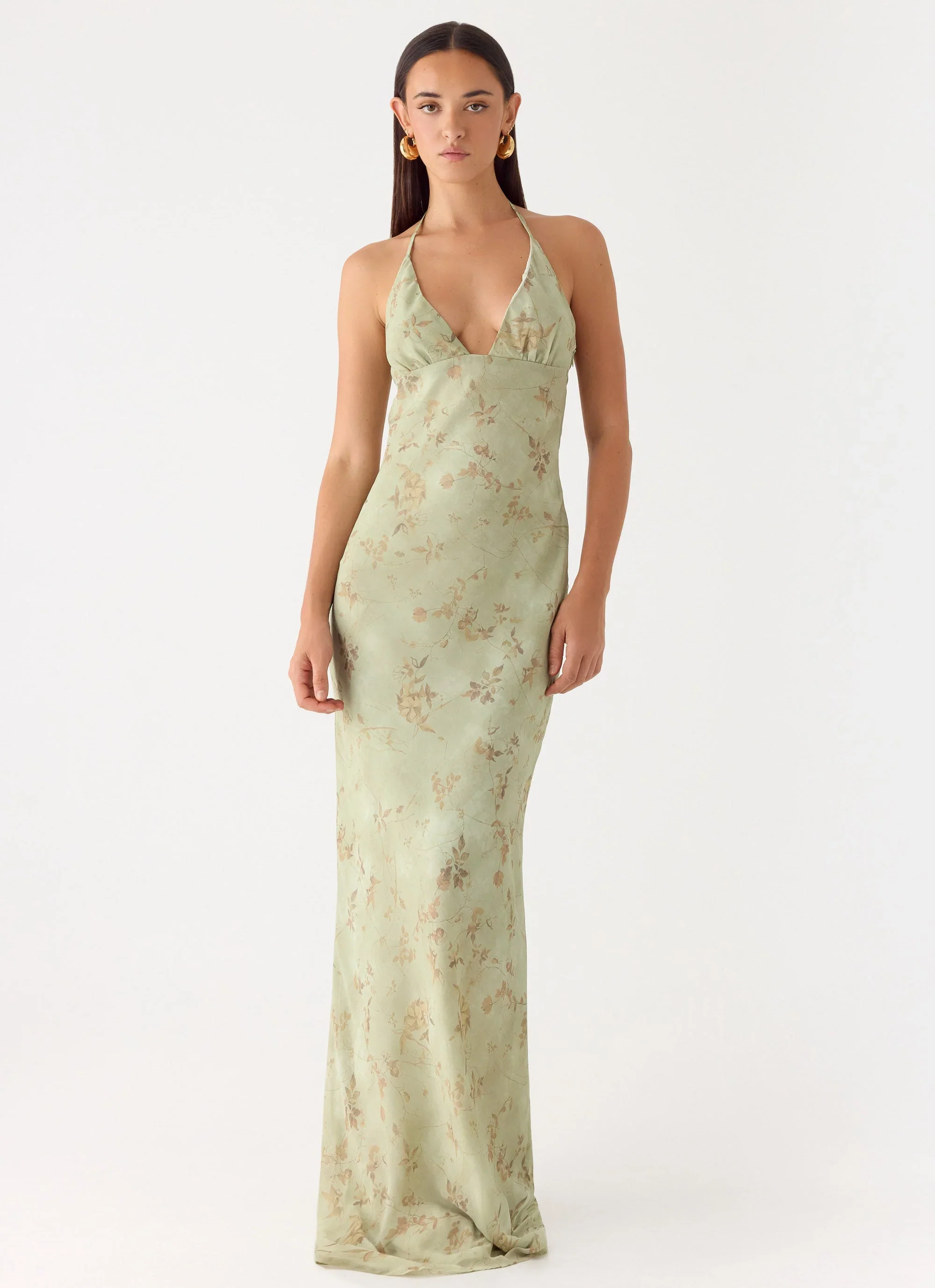 Ultra Quiet Halter Maxi Dress - Wispy Fern
