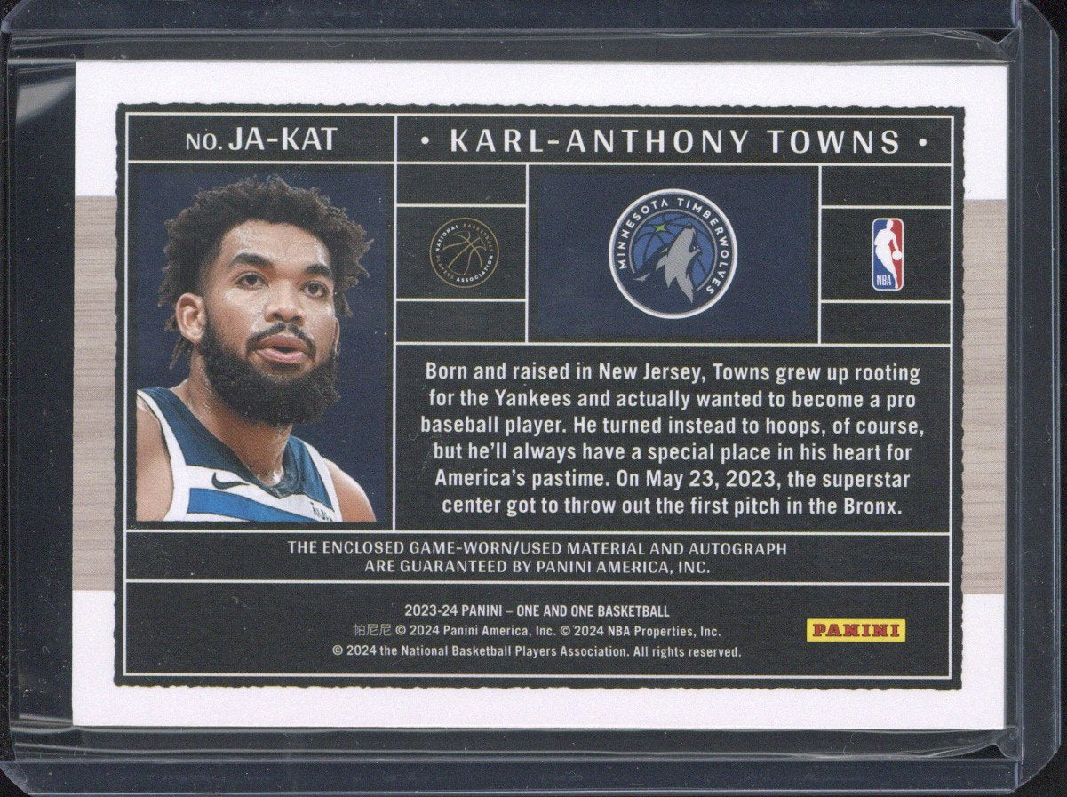 2023-24 Panini One and One Basketball Karl-Anthony Towns Relic Autograph /49 #JA-KAT