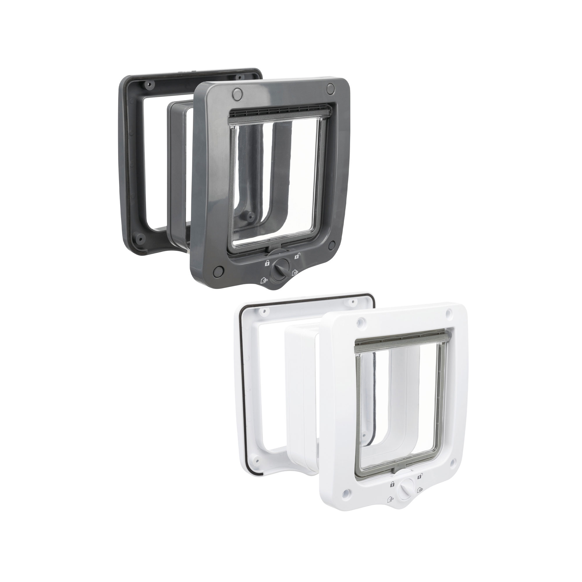 Trixie 4-Way Cat Flap with Tunnel - Grey - 20 x 22cm