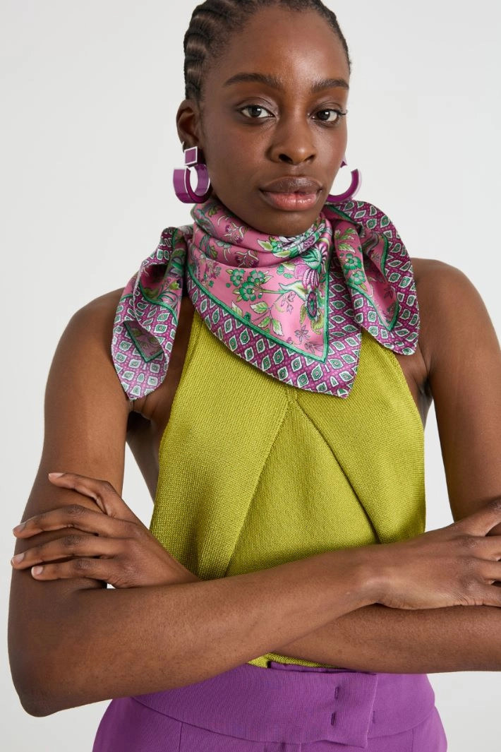 Silk twill scarf - PINK