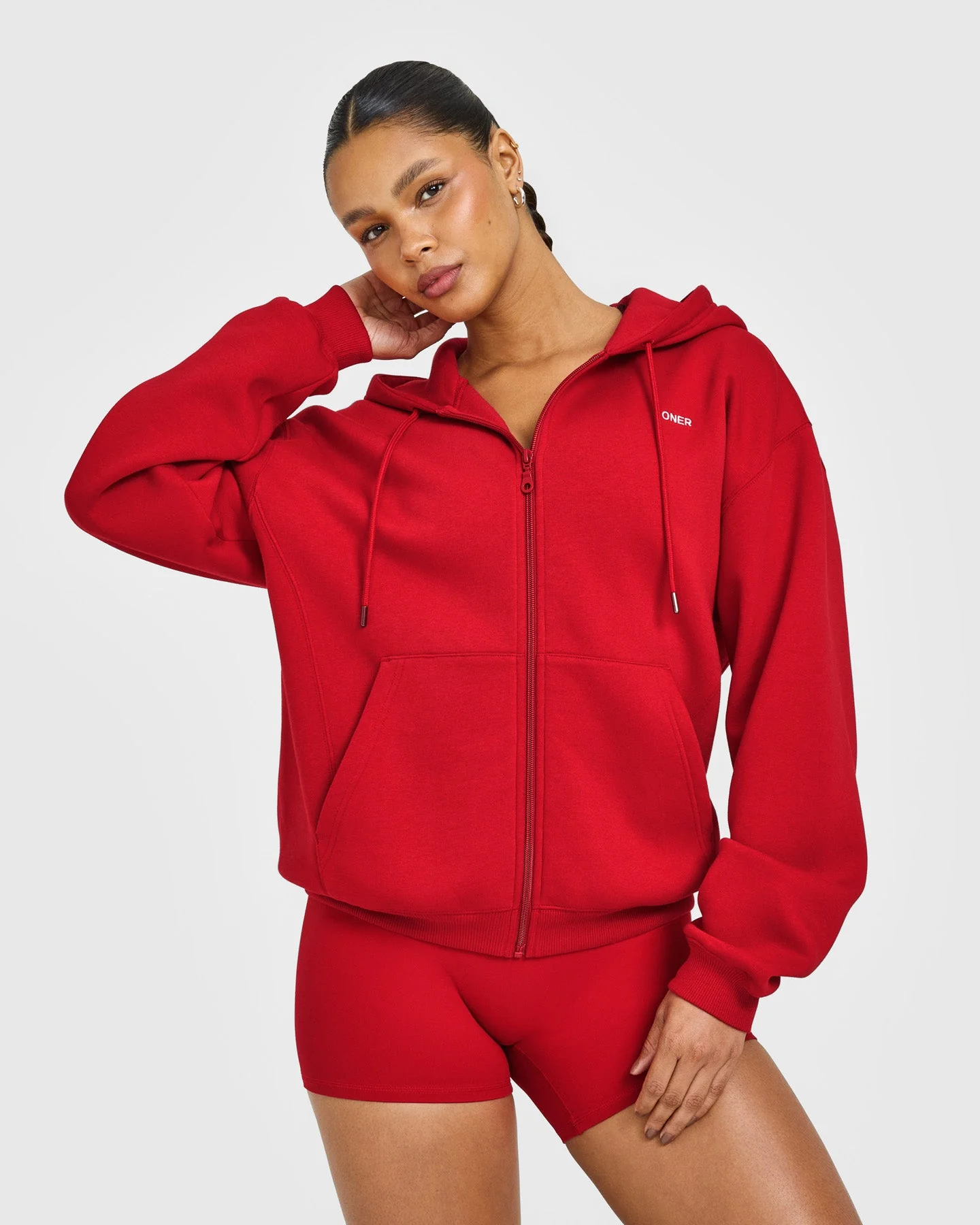 Foundations Zip Through Hoodie | Toasted Red