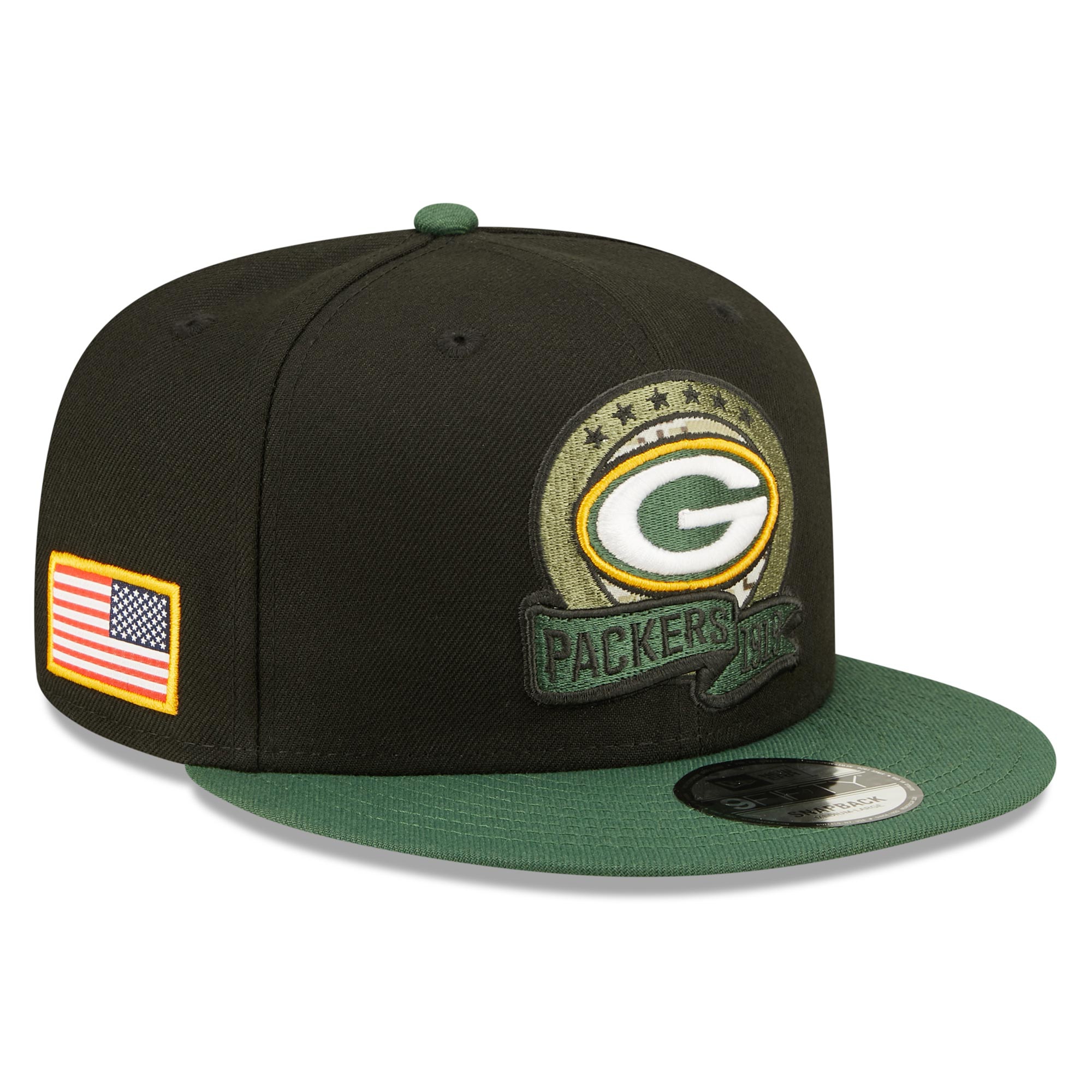 Green Bay Packers 2022 NFL On-Field Salute to Service New Era 9FIFTY Snapback Cap