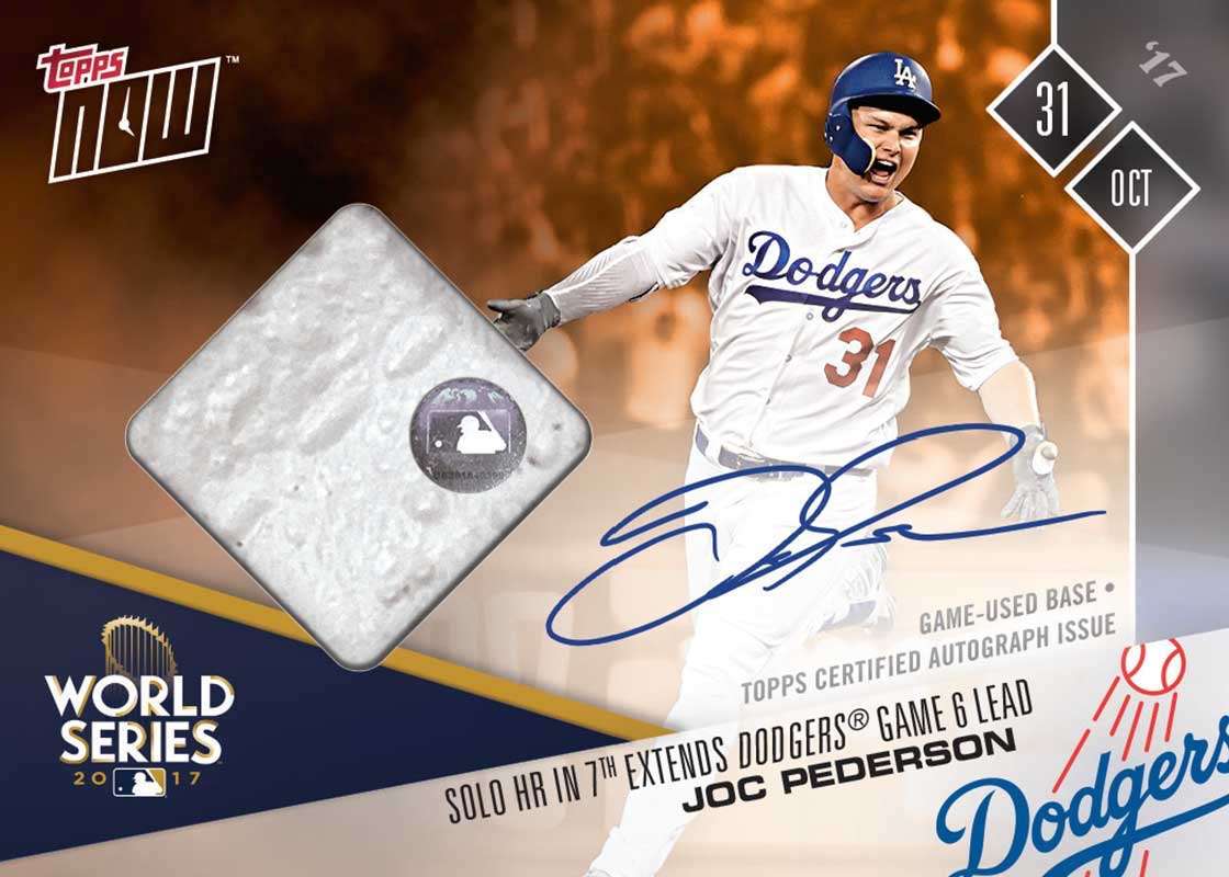 Autographed Game Used Base Card # to 5 - Joc Pederson Solor HR in 7th Extends Dodgers Lead - TOPPS NOW®