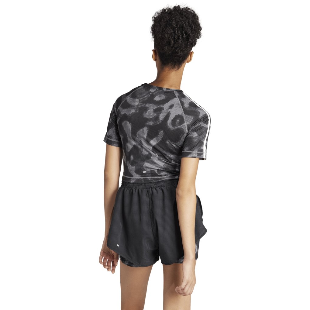 adidas Own the Run 3 Stripes Allover Print T-Shirt Women - grey four/grey six/carbon/black IK5012