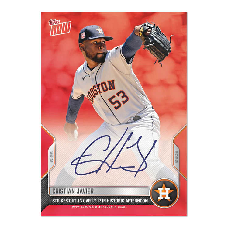 On-Card Auto # to 10 - Cristian Javier - 2022 MLB TOPPS NOW® Card 408D