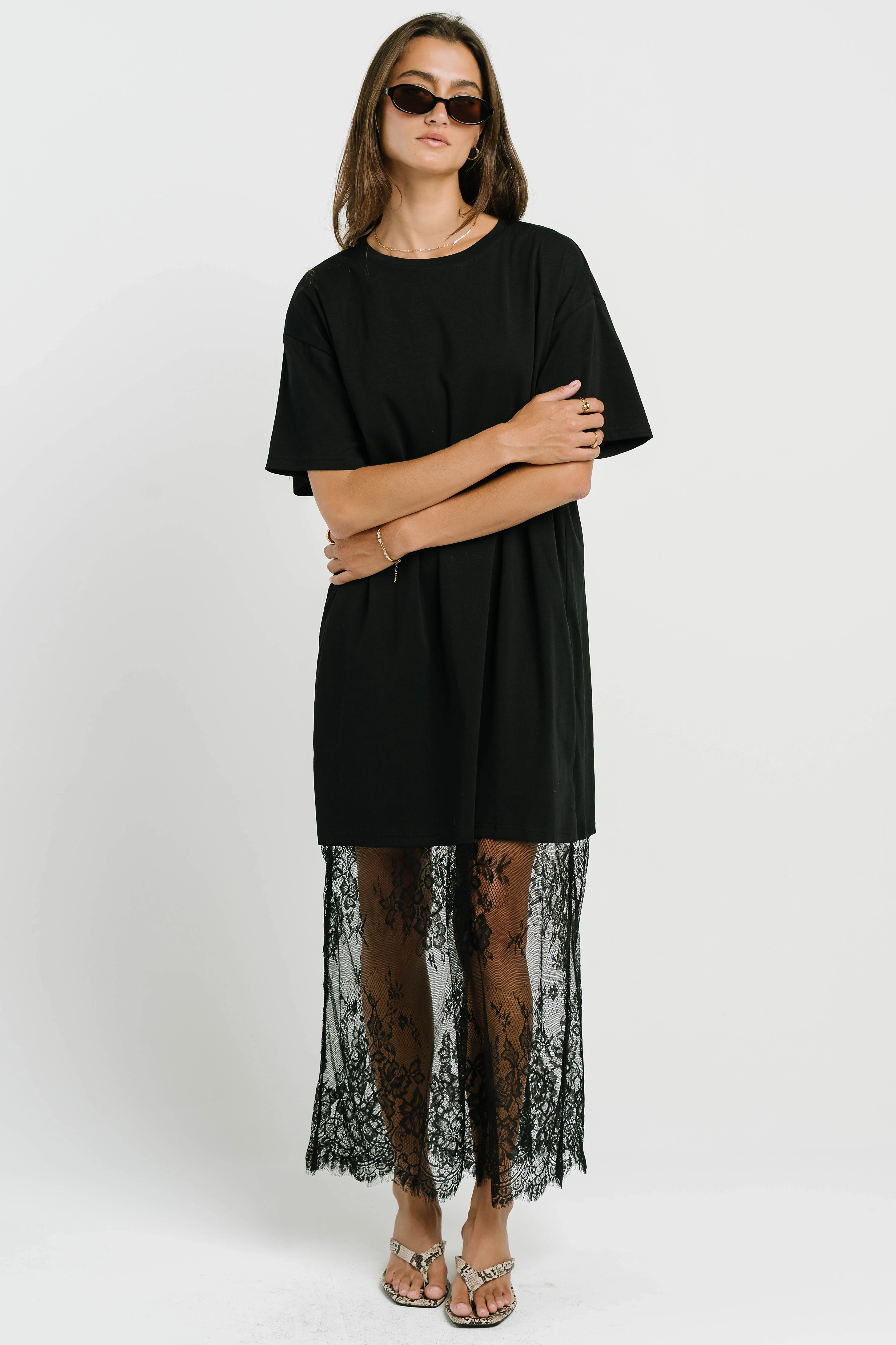 Tracie T-Shirt Dress in True Black