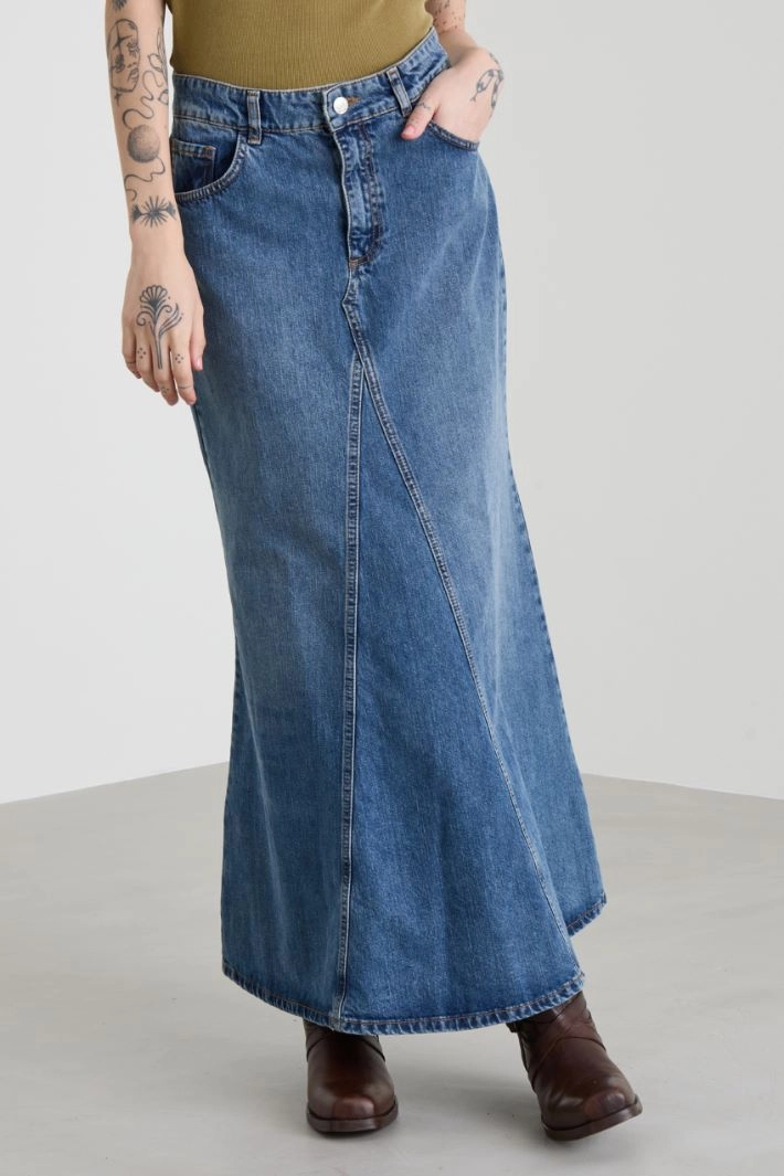 Long denim skirt - BLUE
