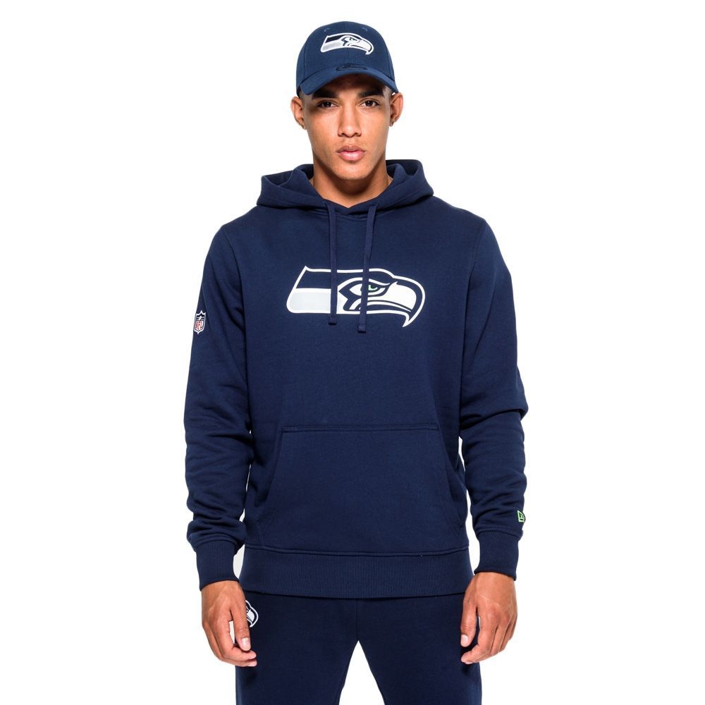 Seattle Seahawks Logo Hoodie New Era NFL Sweatshirt Navy