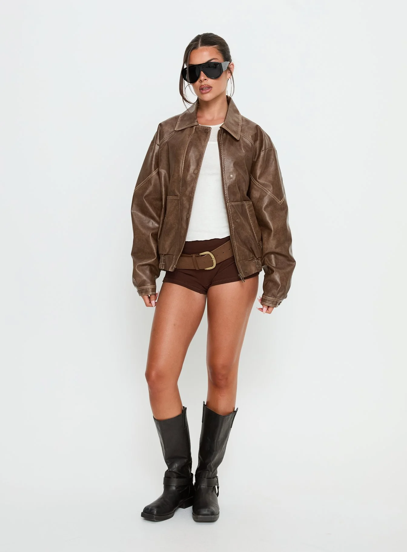 Jaxton Faux Leather Jacket Light Brown