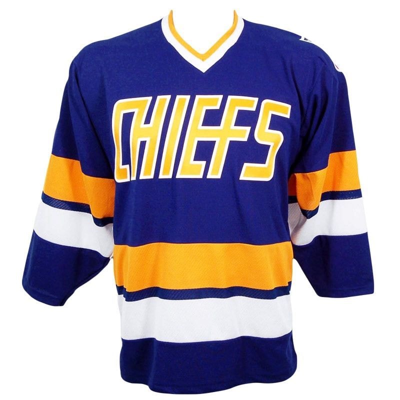 Slapshot Charlestown Chiefs Replica Away Hockey Jersey Blue
