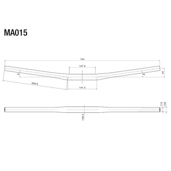 Rizoma Drag Bar Handlebar Diameter 29 mm Universal - BlackRef: RZ0240