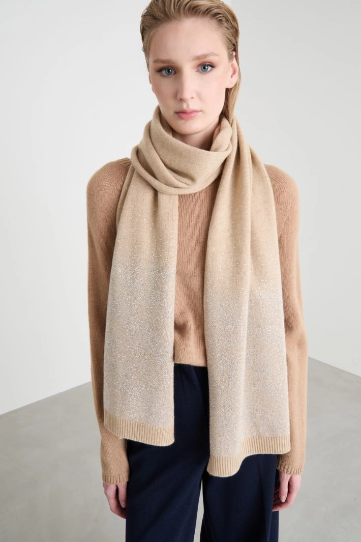Dégradé rhinestone scarf - BEIGE