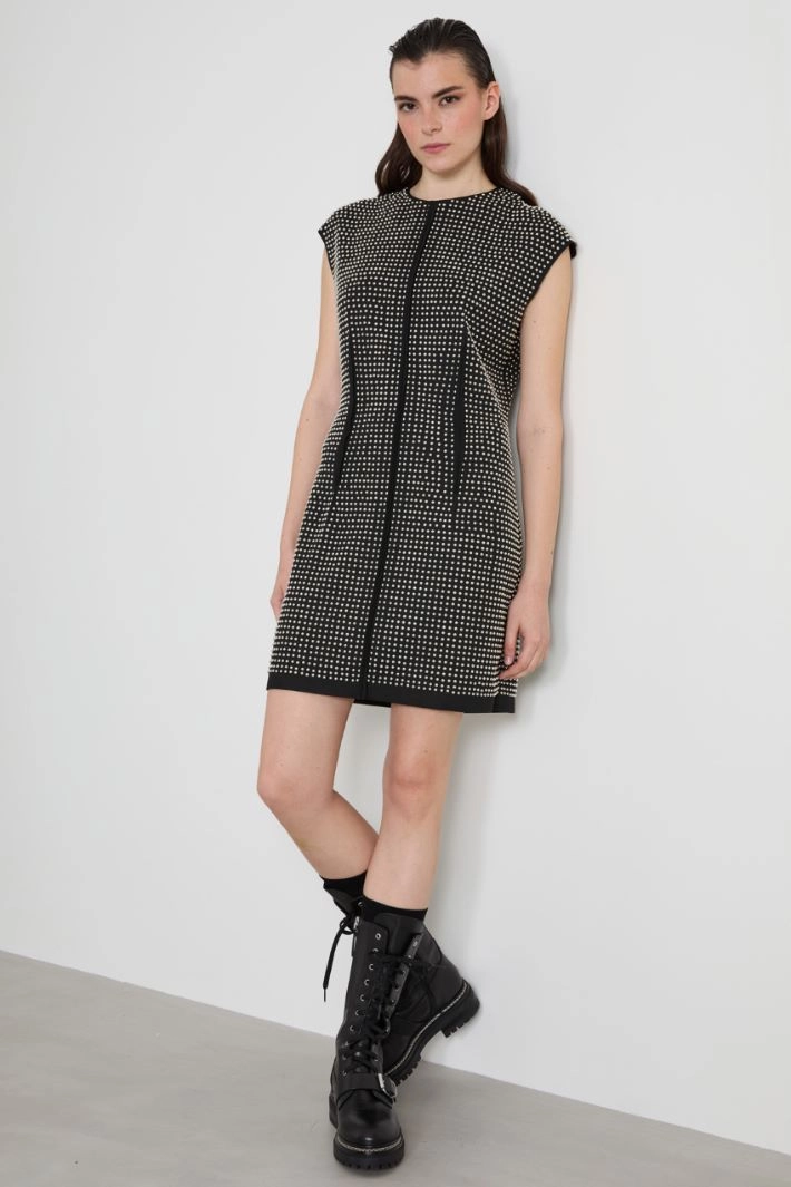 Microstud-adorned sheath dress - BLACK