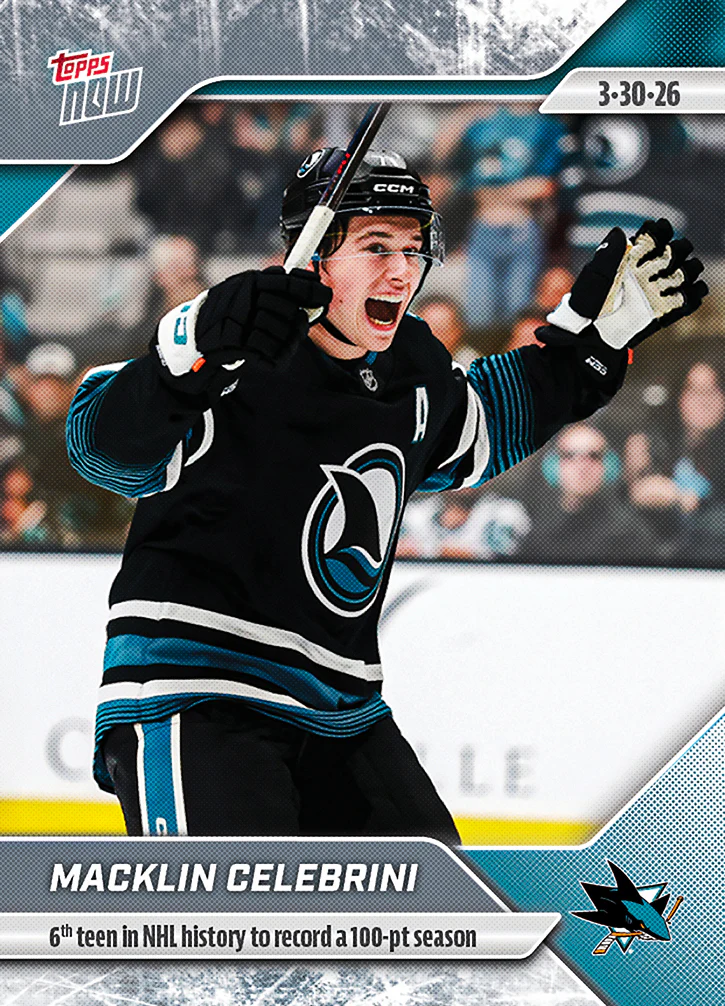 Macklin Celebrini - 2025-26 NHL Topps NOW® - Sticker # 134 Pack - PR: 1570
