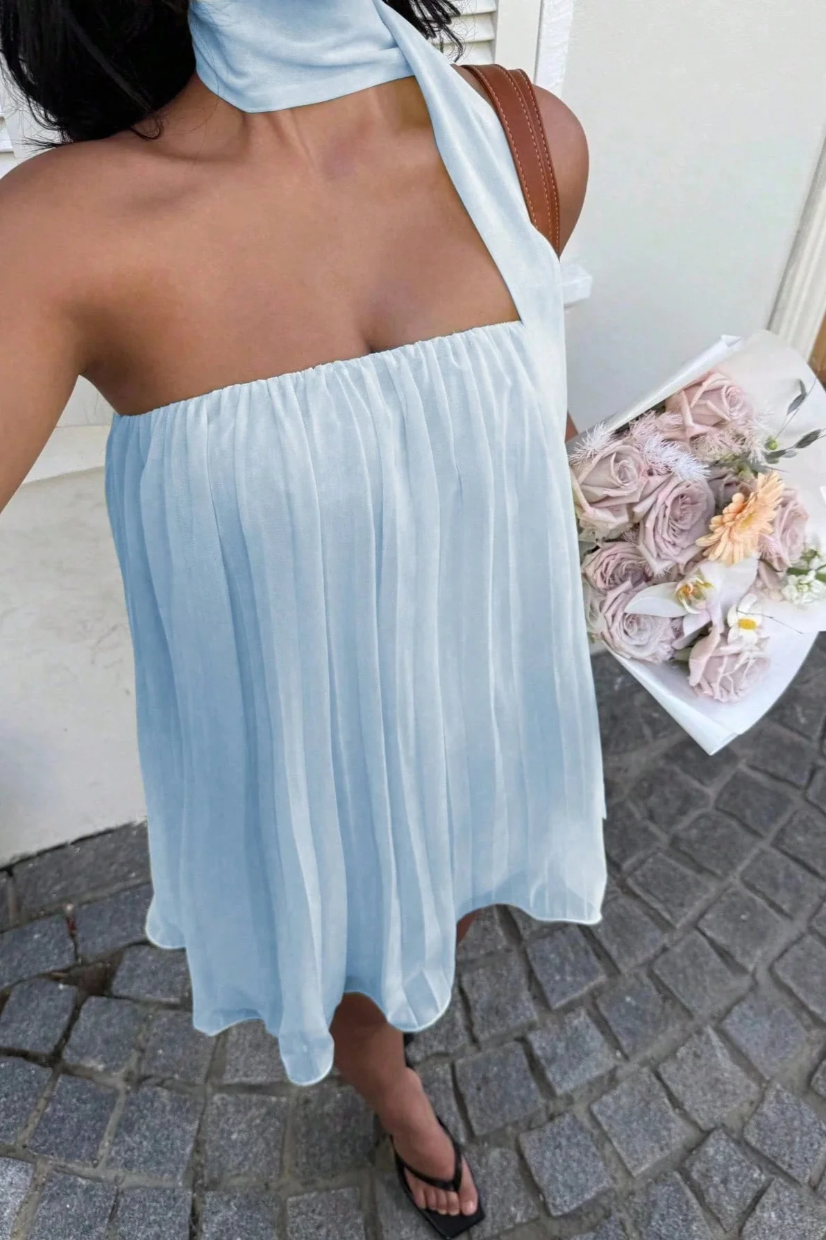 Chiffon Cutout Back Elegant Mini Dress