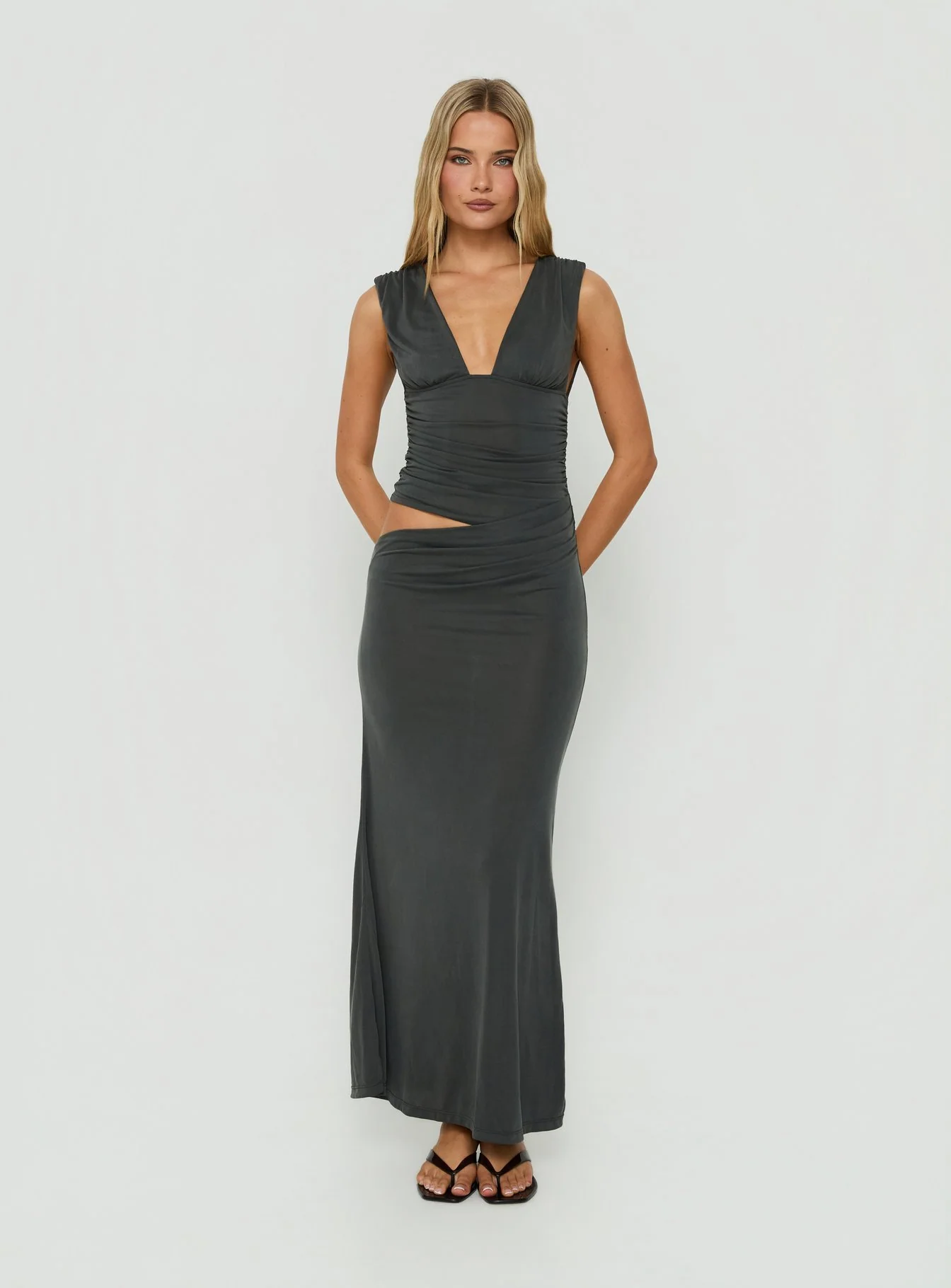 Evelen Thick Strap Maxi Dress Grey