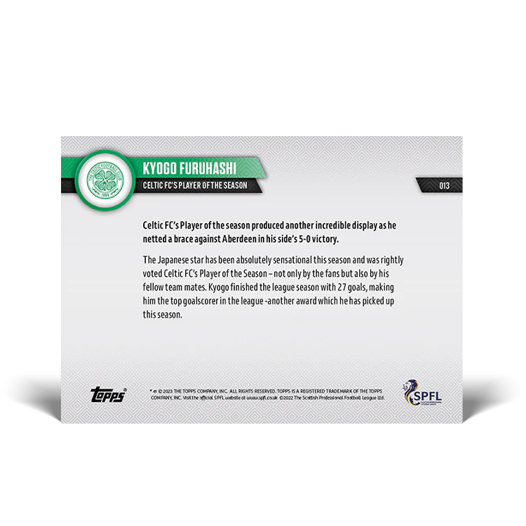 Celtic FC's Player of the Season - SPFL TOPPS NOW® UK Card #13