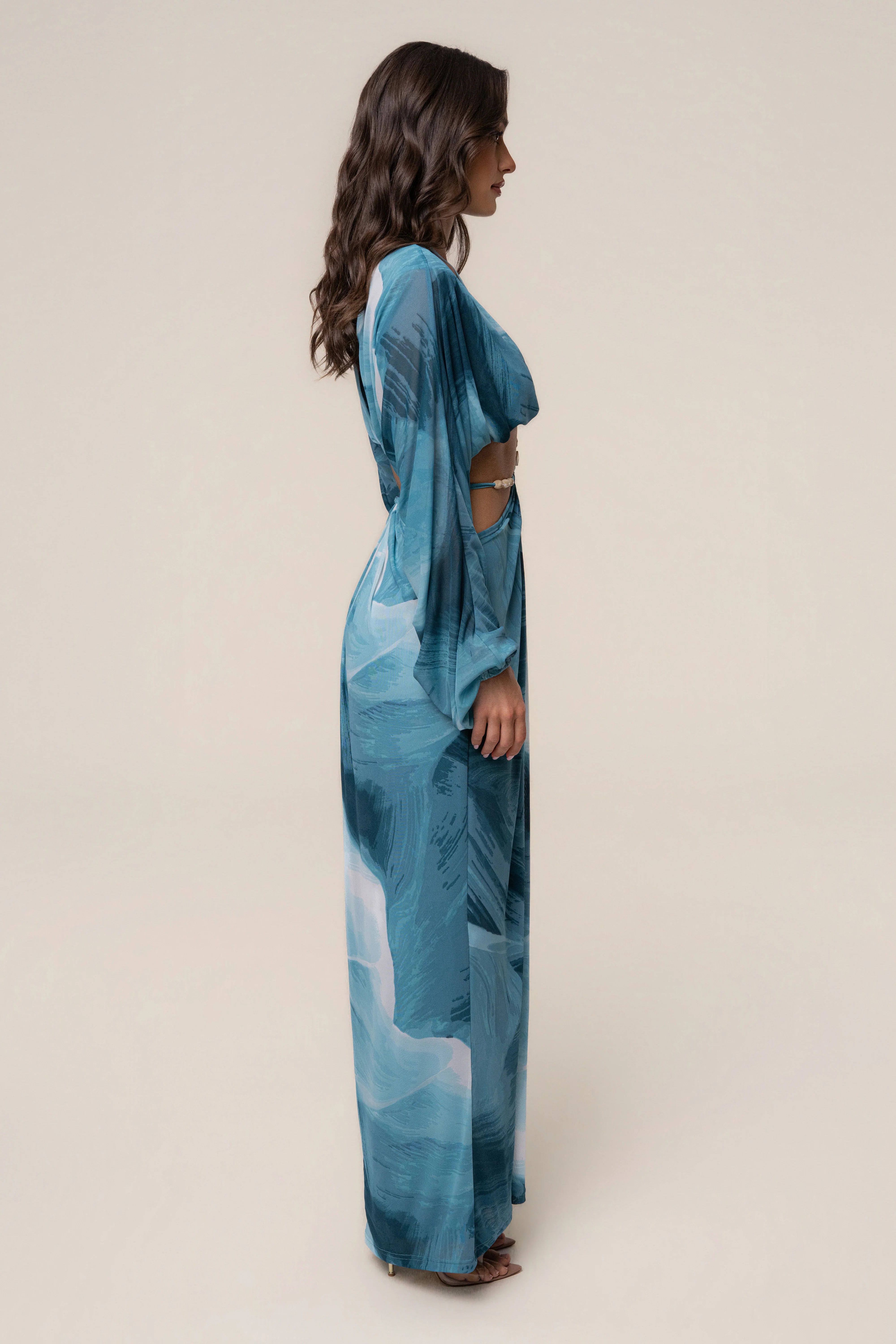 Sunset Blue  Hera Draped Maxi Skirt