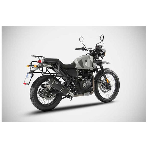 Zard Stainless Muffler - Black Aluminum Carbon TipROYAL ENFIELD 400 HIMALAYAN - 2017 - 2020Ref: ZAD00077A / ZRE535S10ACO-B