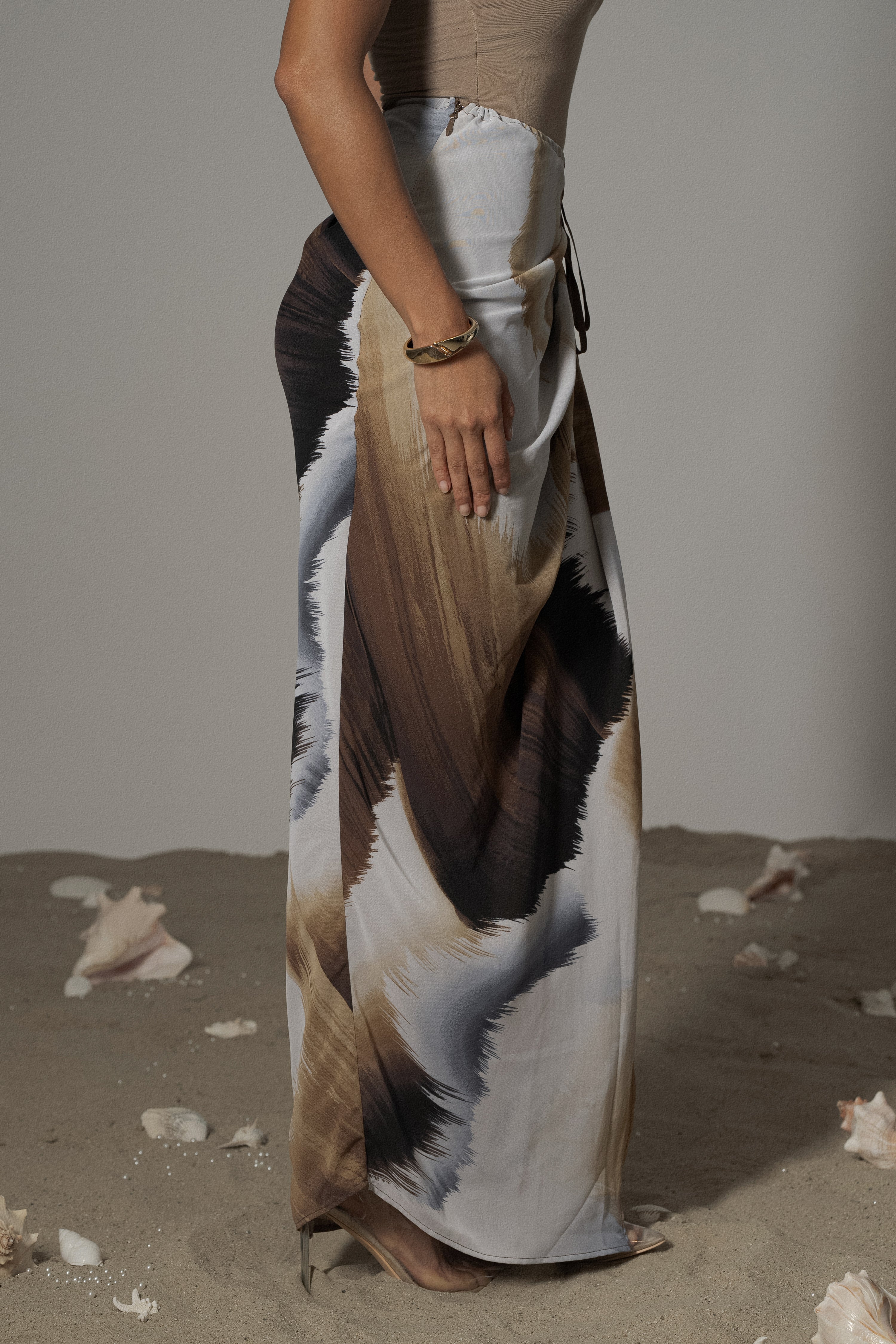 Brown Abstract Noelia Printed Skirt