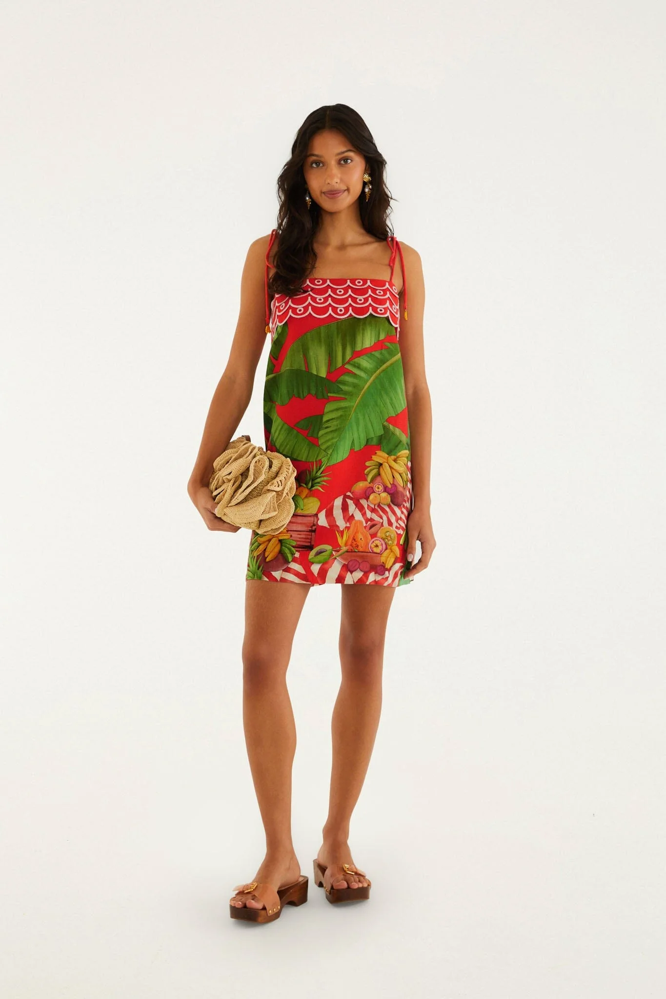 Red Fruit Trolley Banana Tassels Mini Dress