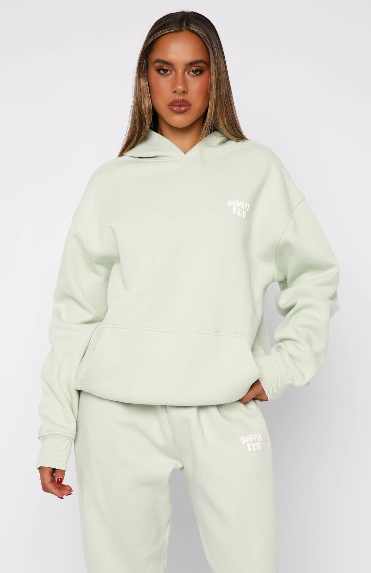 11th Street Keeping It Real Oversized Hoodie Iced Matcha