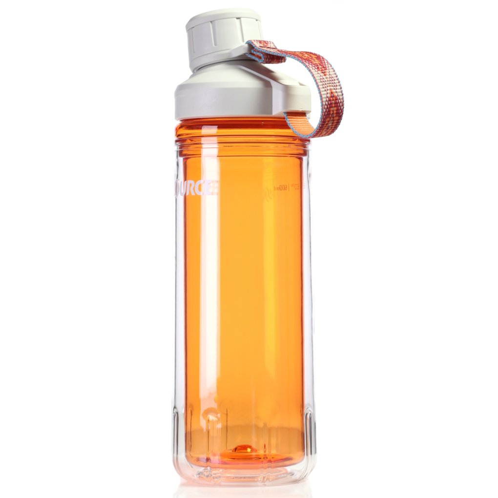 Source Eco Tritan Clickseal Double Wall Bottle - 0.6L - amber orange / strap nepal