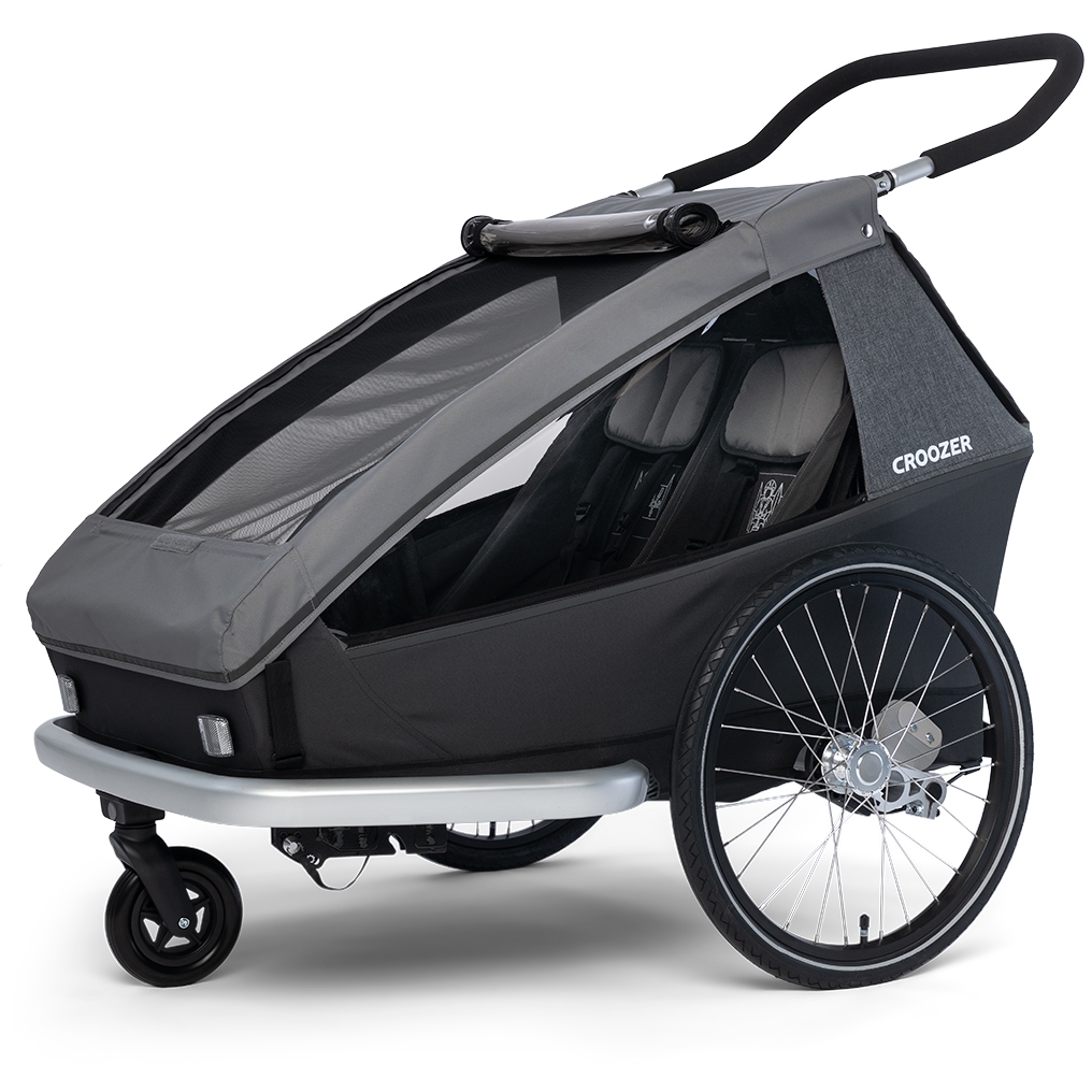 Croozer Kid Keeke 2 - Bike Trailer for 2 Kids - mountain grey