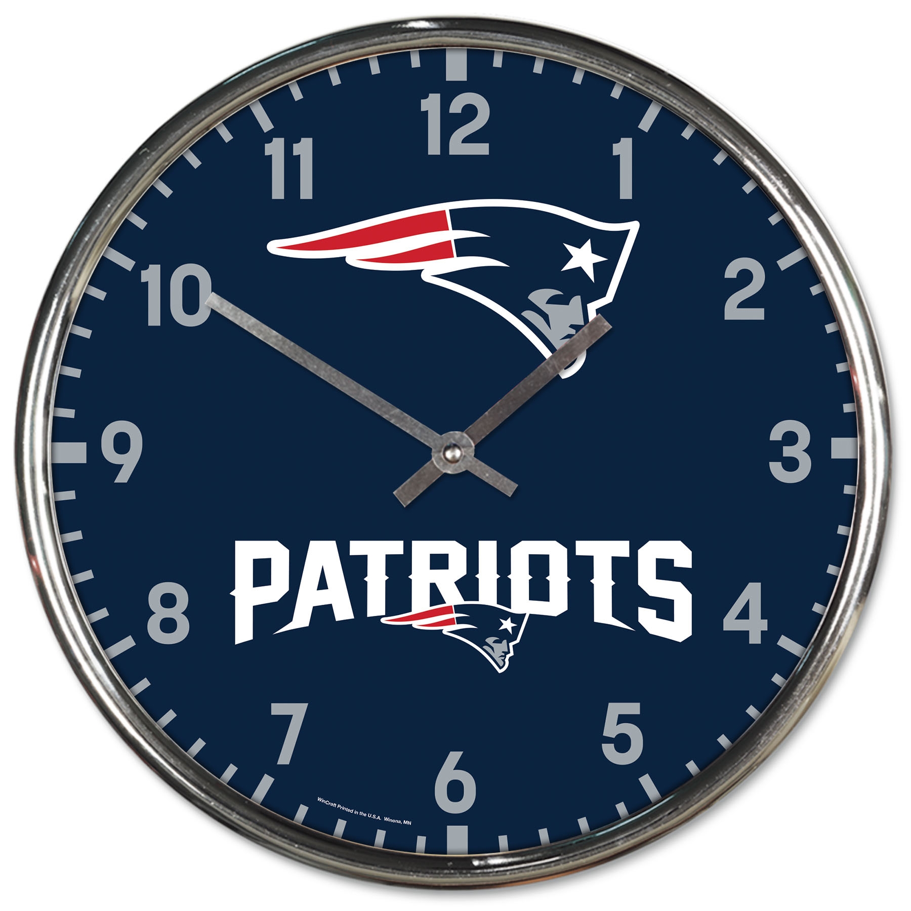 New England Patriots Chrome NFL Team Design Wall Clock